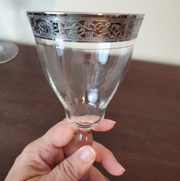 Glastonbury-Lotus Platinum Water Goblet Glasses 7 1/2" Vintage Glows ~ Set Of 4 - Picture 8 of 12